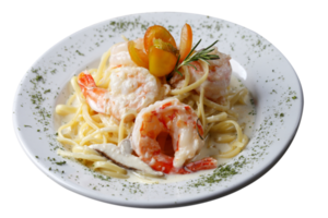 Large shrimp with pasta
