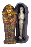 momie farcie dans le sarcophage sur fond blanc png