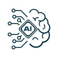 AI brain with lines of connection style setting up for new installation icon, and Artifical intelligent symbol concepts design vector