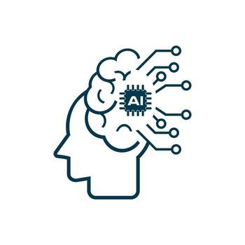 Artificial intelligence head icon vector, AI icon vector design, used in Ai Concepts, artificial intelligence icon