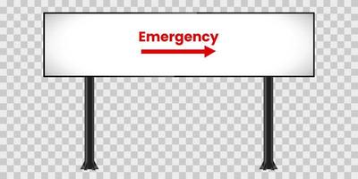 A high collumn LCD display mock up on transparency background, with emergency text on screen, vector illustration