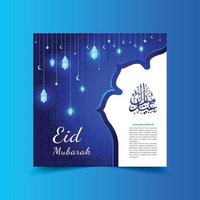 Free vector eid mubarak celebration background with candles and mosque