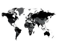 mapa del mundo en blanco y negro vector