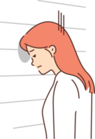 Upset woman banging her head against wall png