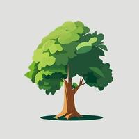 A cartoon tree with a green leaf and a brown trunk. vector