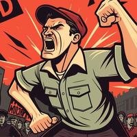 A cartoon image of a man shouting with the word mod on the front. vector