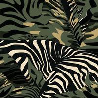 A tropical pattern with zebras and leaves vector