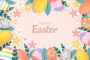 happy easter background illustration with eggs and floral vector