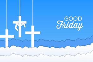 good friday paper art horizontal banner illustration vector