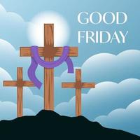 good friday vector design illustration with cross on the hill