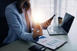 woman Hand holding Light bulb Global Internet connection. Business global internet connection application technology and digital marketing, Financial and banking, Digital link tech, big data. photo