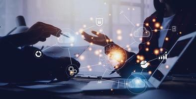Digital transformation technology strategy, IoT, internet of things. transformation of ideas and the adoption of technology in business in the digital age, enhancing global business capabilities. Ai photo