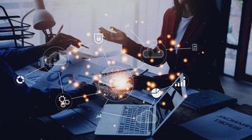 Digital transformation technology strategy, IoT, internet of things. transformation of ideas and the adoption of technology in business in the digital age, enhancing global business capabilities. Ai photo