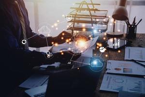 Digital transformation technology strategy, IoT, internet of things. transformation of ideas and the adoption of technology in business in the digital age, enhancing global business capabilities. Ai photo