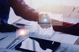 Document Management System, Online business contract Electronic signature, e-signing, digital document management, paperless office, signing business contract concept. photo