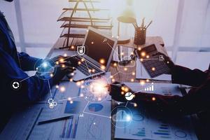 Digital transformation technology strategy, IoT, internet of things. transformation of ideas and the adoption of technology in business in the digital age, enhancing global business capabilities. Ai photo