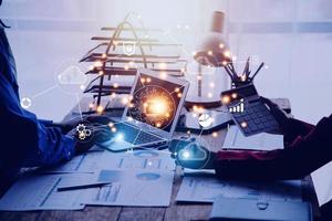 Digital transformation technology strategy, IoT, internet of things. transformation of ideas and the adoption of technology in business in the digital age, enhancing global business capabilities. Ai photo