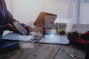 Document Management System, Online business contract Electronic signature, e-signing, digital document management, paperless office, signing business contract concept. photo