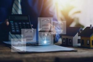 Document Management System, Online business contract Electronic signature, e-signing, digital document management, paperless office, signing business contract concept. photo