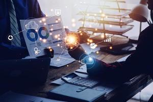 Digital transformation technology strategy, IoT, internet of things. transformation of ideas and the adoption of technology in business in the digital age, enhancing global business capabilities. Ai photo