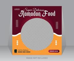 Delicious Ramadan food menu social media post banner design template vector