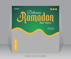 delicioso Ramadán comida menú social medios de comunicación enviar bandera diseño modelo vector