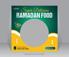 Ramadan food social media post or web ads promotion banner template design vector