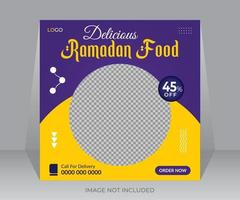 Delicious Ramadan food menu social media post banner design template vector