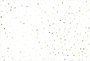 Random falling gold stars on white background. Glitter pattern for banner, greeting card, Christmas and New Year card, invitation, postcard, paper packaging vector
