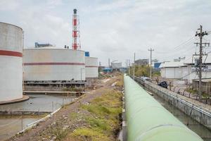 The temporary way on the project, near the water pond. The photo is suitable to use for industry background photography, power plant poster and electricity content media.