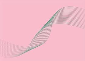 Abstract background with green wave from lines on pink. Dynamic sound wave. Optical art design element. Vector background.