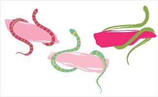 Set of templates with snake and place for text. Illustration for any design. Vector snakes in a minimalist style.