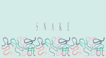 Template for design with intertwining snakes. Trendy pastel palette. Reptiles for any design. Vector snakes in a minimalist style.