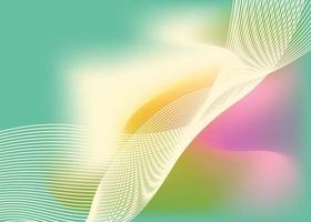 Abstract wave of lines on a background with a multi-colored blurred gradient. Dynamic sound wave. Optical art design element. Vector background.