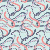 Seamless pattern with snakes. Intertwining reptiles in a trendy palette. Vector snakes in a minimalist style.