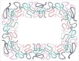 Frame with colorful kites. Trendy pastel palette. Reptiles for any design. Vector snakes in a minimalistic style.