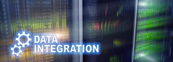 Data integration information technology concept on server room background. photo