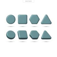 Vector design template featuring an abstract set of isolated 3D icons and shapes for computer game design.