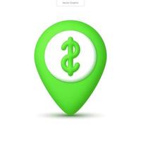 Find the money spot with this 3D locator pin map icon render. Perfect for finance, travel, and location-based concepts. vector