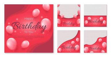 Social media post template is perfect for kids' birthdays, invitations, or any other children's events. Happy birthday vector