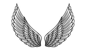 A black and white illustration of a pair of angel wings vector