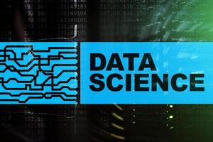 Data science, business, internet and technology concept on server room background. photo