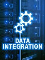 Data integration information technology concept on server room background. photo