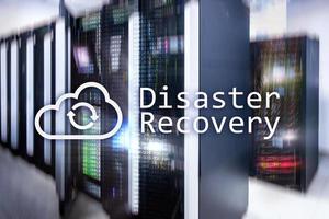 DIsaster recovery. Data loss prevention. Server room on background. photo