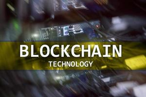 Blockchain technology, cryptocurrency mining. photo