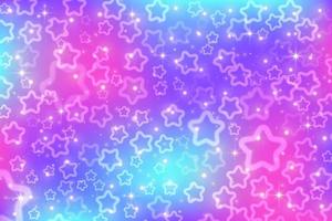 rosado cielo con estrellas y Bokeh. kawaii fantasía antecedentes. magia Brillantina espacio con iridiscente textura. resumen vector fondo de pantalla