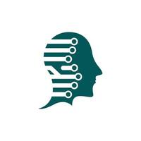 Digital abstract icon human head tech logo vector