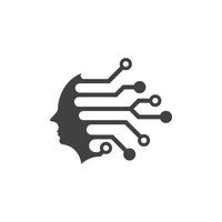 Digital abstract icon human head tech logo vector