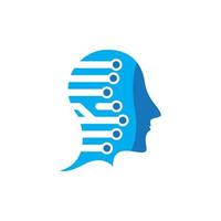 Digital abstract icon human head tech logo vector