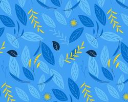 Abstract nature leaf pattern background, troppical seamless pattern blue themed style vector